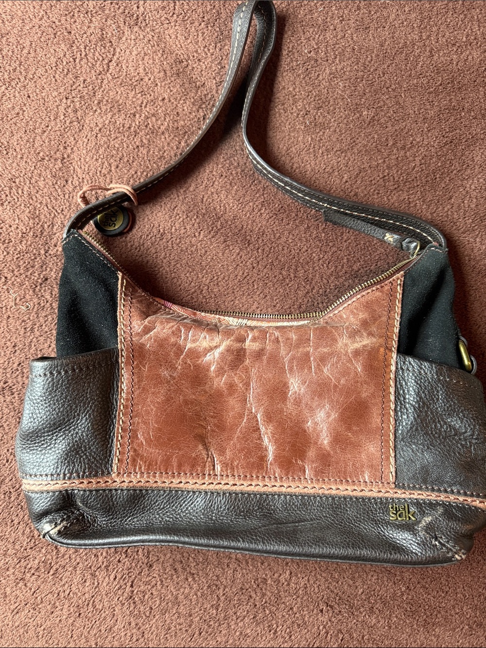 The Sak Brown & Black Leather-Trim Shoulder Bag